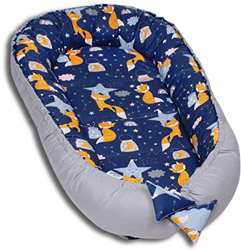 PaLulli nid Douillet 2 Faces nid bébé nid bébé nid nid Voyage lit de Voyage Matelas à Langer lit Doudou, Cocon Cocon pour lit bébé - bébés et Nourrissons, 100% Coton Oeko TEX (Indien)