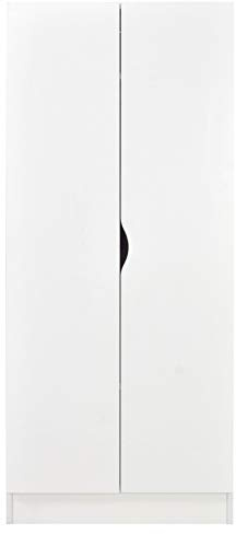leomark armadio bianco 70 x 42,5 x 161,5 cm alla stanza del bambino, capiente e funzionale armadio in legno con ante, solido appendiabiti, mobili per bambini