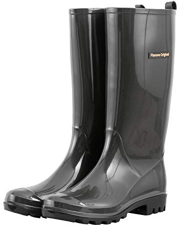 planone Tall Rain Boots Women Fashion Waterproof Boots for Women Light Outdoor Garden Shoes Muck Boots for Ladies Non Slip Work Shoes Rubber Boots with Premium Comfort Insole