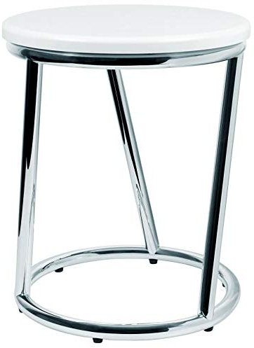 Libaro Badhocker Salina – runder Sitzhocker aus Metall Chrom glänzend – Stabiler Hocker mit weißer Sitzfläche im Bar Stool Design – vielseitiger Bad- & Küchenhocker, Schemel, Sitzbank