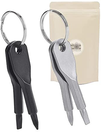 2x Chiave cacciavite piatto + a croce - Strumento tascabile - 100% in metallo anodizzato - 21 set nero e 1 argentato - Adaptout marca francese