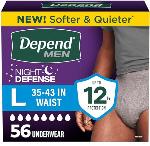 Depend Night Defense Adult Diapers for Men, Large, 56 Count