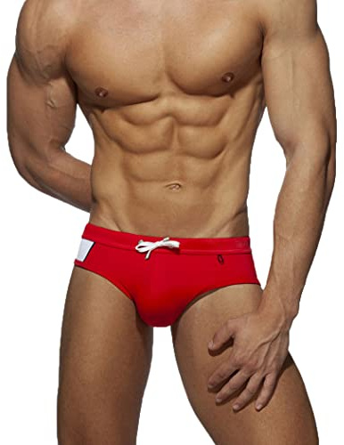 RQPYQF Costume da Bagno Uomo, Costume Slip Nuoto Mare e Piscina Uomo Swimming Brief Coulisse Regolabile YK16 (Rosso, XL)