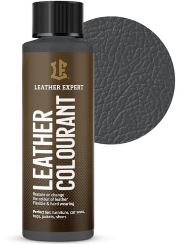 Sehr Deckend Wasser Lederfarbe Dunkelgrau - 50 ml Leather Paint für Natur und ÖkoLeder - Leather Dye Ohne Alkohol für alle Lederaccessoires - Reißt oder Blättert Nicht ab