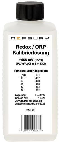 Measury Redox Soluzione di calibrazione 468mV – 250 ml, prodotta in Germania – ORP Soluzione tampone di calibrazione Liquido di calibrazione