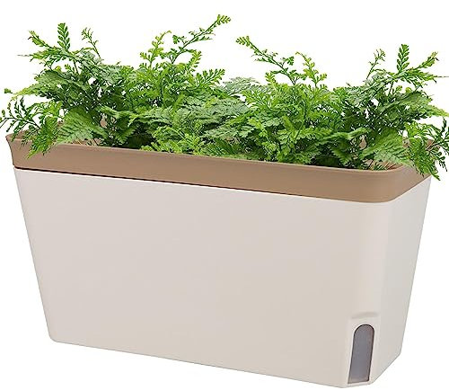 Autorriego - 27x14,5cm Macetas Interior Flor | Maceta Rectangular Simple con Cuerdas Algodón Absorbente | Riego para Vegetales Orgánicos, Suculentas, Flores