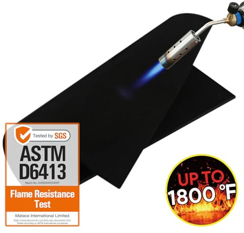 Matace 2 Pack 12x14 Inch Fireproof Welding Blanket & Pad, 5mm Thickened Fire Resistant Carbon Felt Cloth, Flame Retardant Fabric for Stove Wick, Heat Shield for Soldering, Firepit, Smoker, Black