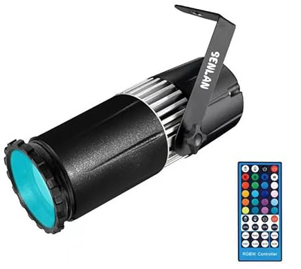 LED Pinspot Licht, SENLAN 15W RGBW 4-in-1 SMD 5050 LED Strahl Licht mit IR Fernbedienung (manueller Fokus)