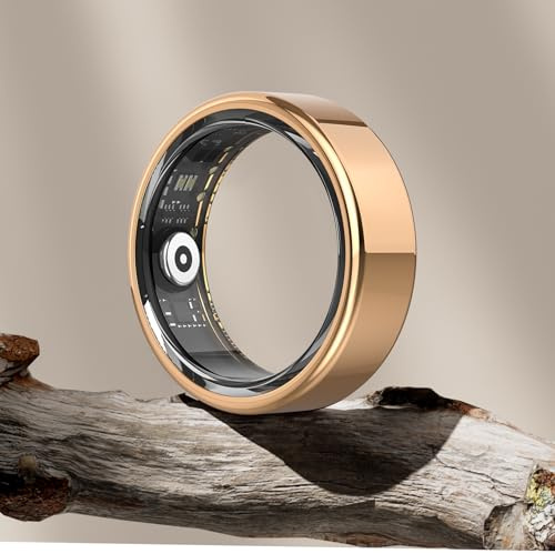 DEKELIFE 2024 Smart Ring Uomo Donna, Anello Smart Fitness Tracker con Frequenza Cardiaca, SpO2, Monitoraggio del Sonno, 20 Modalità Sport Impermeabil IP68 per Android e iOS, Misura 10, Oro