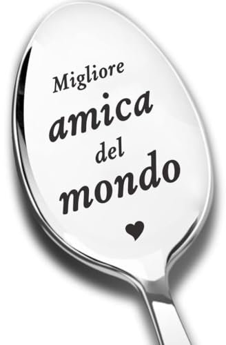 Regali per Ragazza/Donne In Acciaio Inox Cucchiaio Da Tè Inciso con Migliore Amico nel Mondo Cibo Dessert Cucchiaio Da Caffè, Regalo per Sorella Best Friend Bestie Classmate