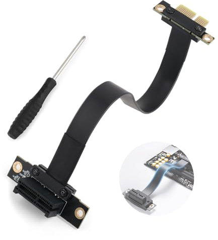 PCI-E 3.0 Riser Kabel PCIe Extender Jumper for Graphics X1 to X1/ M to F/90° to 90° für Soundkarte,Aufnahmekarte,Netzwerkkarte,Erweiterungskarte PCIE 3.0 Verlängerungskabel Cable Length 20cm