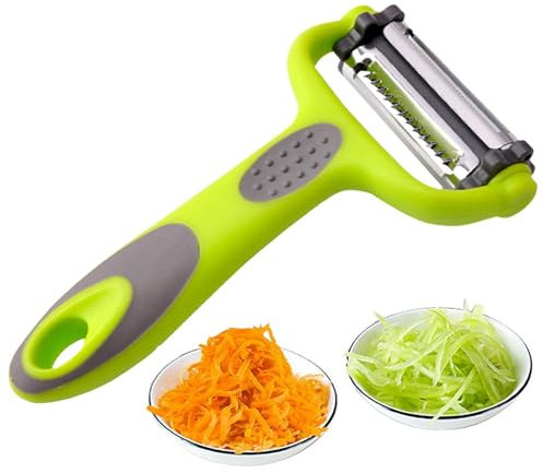 Éplucheur Multifonction 3 En 1 Econome Légumes Fruits En Acier Inoxydable 3 En 1, 3 Lames En Acier Inoxydable: Dentelées, Droites, Juliennes Avec Poignée Confortable Antidérapante