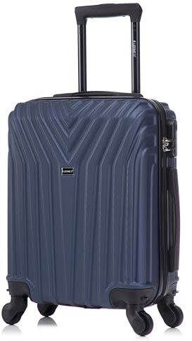 R.Leone Valigia da 1 Fino a Set 4 Trolley Rigido grande, medio, bagaglio a mano 55x40x23 cm Wizz, ITA Airways e bagaglio 45x36x20 cm EasyJet in ABS 9001 (Blu, XS Bagaglio Low cost)