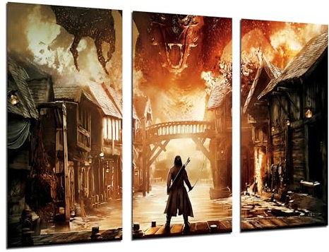 Cuadros Cámara Set 3 posters decorativos para pared, Decoración Salón Modernos, Dormitorios, Habitación, El Señor de los Anillos, EL Hobbit, (97 x 62 cm)