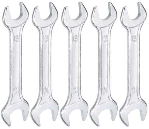 QUARKZMAN 5 Pezzi Chiave Doppia Aperta 13mm x 16mm Metrica Angolo Offset 15 Gradi Testa Piatta Chiave Aperta Zincata per Riparazione Auto Montaggio Mobili