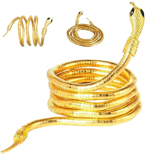 PacuM Snake Necklace Gold Snake Bracelet Adjustable Medusa Necklace for Women Men Medusa Accessories Alloy Shape Collar for Halloween Birthday Parties Christma Cosplay Banquets