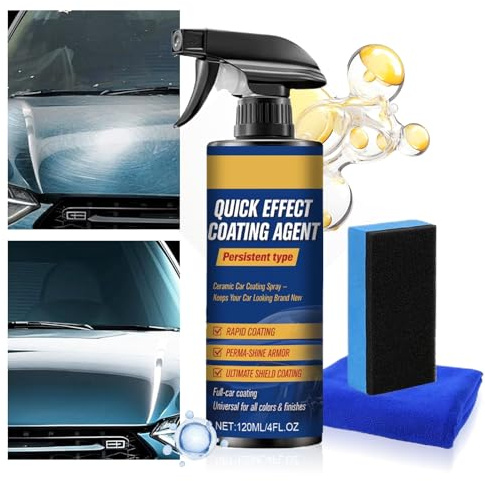 JIEBWCHA 120 Ml Revêtement Céramique En Spray Pour Voiture, Effet Rapide Élevé Brillance Élevée PolishAuto, Spray Plastiques Intérieurs Finition, Avec Serviette Éponge, Pour Extérieur Pneu Garnit