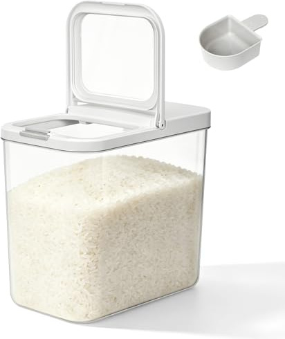 ZgoEC Dispensador de Arroz de 10kg, Transparente Recipiente para Arroz 12L