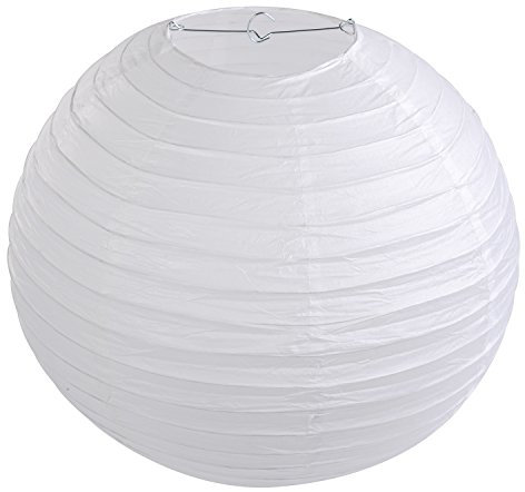 LIHAO 16 weiße Papier Laterne Lampion rund Lampenschirm Hochtzeit Party Dekoration Ballform (10er Packung)