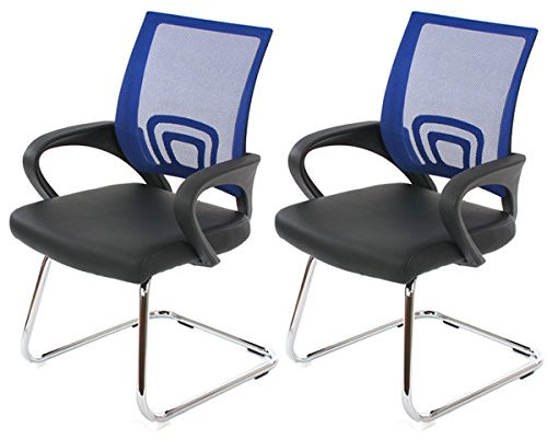 Mendler 2er-Set Konferenzstuhl Ancona, Besucherstuhl, Kunstleder MVG-Zertifiziert - blau