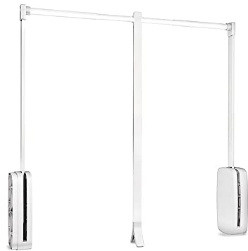 Emuca - Penderie rabattable pour armoire Sling, 830-1150mm, Plastique blanc, Acier et Plastique.
