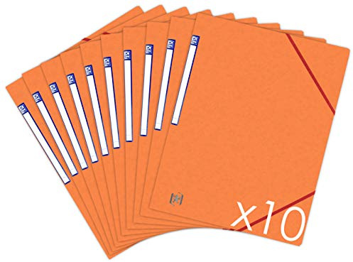 OXFORD TopFile+ - Carpetas de cartón sin solapas (formato A4, 10 unidades), color naranja