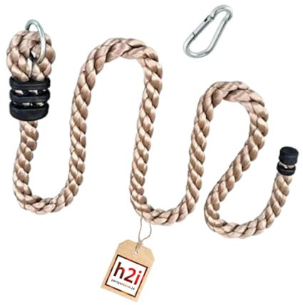 h2i Corda da arrampicata per bambini, corda da arrampicata senza nodi, corda per arrampicata per torre di gioco, casa dell'albero e torre di arrampicata, corda con anello di sicurezza e moschettone,