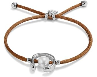 UNO de 50 - Pulsera Colección Ser Diferente para Mujer, Plata 925, Color Marrón, Talla M, Fabricado en España