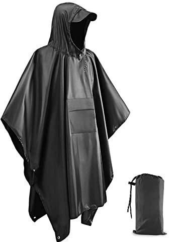Victoper Waterproof Poncho Adult, Festival Essentials Lightweight Reusable Festival Poncho Adult Waterproof for Outdoor Hiking Camping Cycling Traveling Waterproof Raincoat Camping Essentials Grey