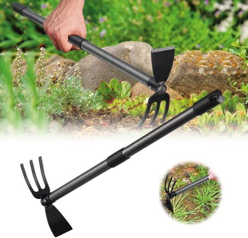 Azada de jardín con 2 garras, ancho 78 cm, serabaza de jardín para arrastrar y desherbar el suelo, cultivador de jardinería manual