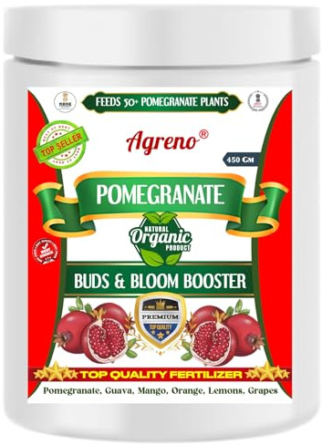 Agreno® Pomegranate Buds and Fruits Booster, Essential Powerful Organic Fertilizer Granule for Fast Growth and Heavy Fruiting of all types of Pomegranate Plants. (450 gm)