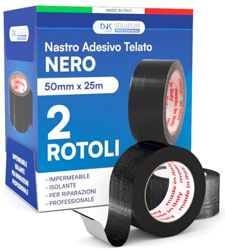 DNK TRADE Cinta adhesiva de tela americana de 50 mm x 25 m, color negro, aislante e impermeable para reparaciones profesionales y bricolaje adherencia multisuperficie metal, plástico y madera – 2