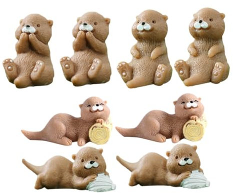 BESTonZON 8stücke Teiliges Mini Otter Figuren Aus Widerstandsfähigem Harz Detailgetreu Gestaltete Kleine Tierstatue Vielseitige Dekoration Für Haus Büro Garten Spielerische Geburtstags Tisch