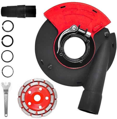 Professionelle Absaughaube für Winkelschleifer 125 mm Set- Staubabsaugung und Auffang, Absaughaube Bodenschleifmaschine Betonschleifer, Staubschutzhaube für Betonfräse, mit Diamantschleiftopf 125 mm