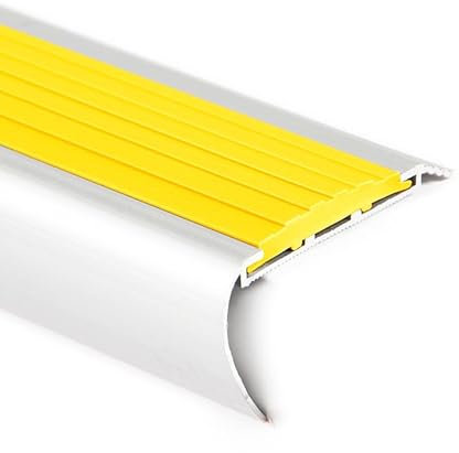 Nez de marche rond en aluminium jaune L x l x H = 1 500 x 65 x 35 mm – L = 1,5 m – Protection des bords d'escalier – Profilé d'escalier
