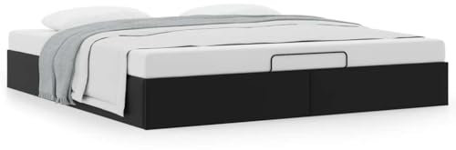 vidaXL Ottoman-Bett ohne Matratze Schwarz 180x200 cm Kunstleder, Bettrahmen, Bettgestell mit Stauraum, Polsterbett, Bettgestell