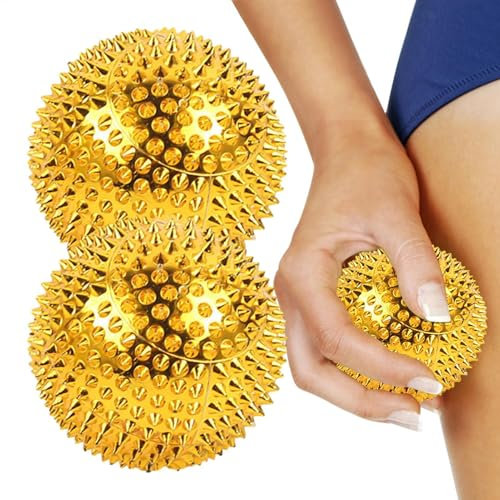 Pallone pressato a mano, massaggiatori a spina, per agopuntini e mani, 1 paio di sfere rotonde per spremere con spine dense per bambini e adulti