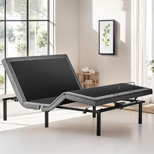 KYUERWK Somier Ajustable Smart Bed Somier Elevable Eléctrico con Mando A Distancia Inclinación Ergonómica de Pies y Cabeza, Capacidad de Peso 600lbs, Queen