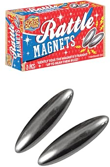 Henbrandt Single Pack - Rattle Magnet Twin-Pack Rattling Snake Egg Elliptical Zingers Hematite Effect Magnets for Desks Fridges Offices Classroom Education Fidget Toys for ADHD Anxiety Autism and OCD