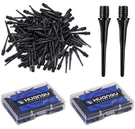 HUANQU 200pcs Dart Points Soft Tip Dart Tips with 2 Storage Cases, 2BA Replacement Dart Points for Soft Tip Darts, Soft Tip Darts Board, Darts for Electronic Dart Board, Durable Darts Accessories