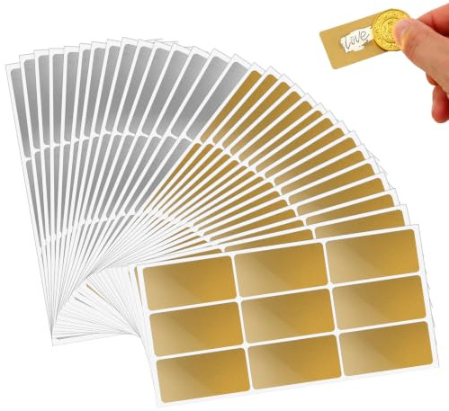 GEEHUA 270 st guld- och silver skrapklistermärken gör dig själv, 50 × 25 mm skrapkort för att själv designa skraplös till självmärkning för gör-det-själv-klistermärken kreativa överraskningar