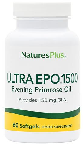 NaturesPlus Ultra EPO 1500 - Evening Primrose Oil - Premenstrual and Menopausal Antioxidant Support - Promotes Clear Skin - Gluten Free - 60 Softgels, 60 Servings
