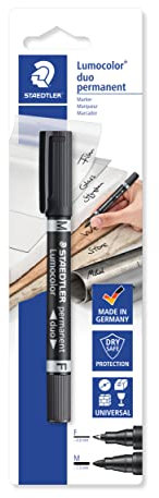 Staedtler Lumocolor - Pennarello Indelebile Nero Ricaricabile, Pennarelli Doppia Punta per Tutte le Superfici, Pennarelli Punta Grossa e Punta Fine ad Asciugatura Rapida, Cancelleria Scuola e Ufficio