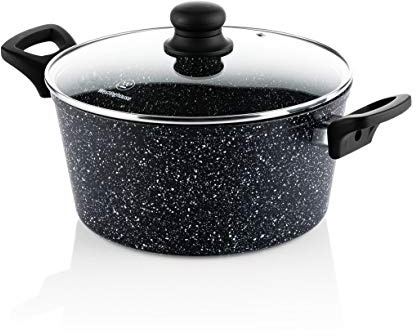 Westinghouse Black Marble Cocotte Ø24 cm, Avec Couvercle, Compatible Induction et Tous Feux, Sans PFOA, Antiadhésive, Compatible Lave-Vaisselle