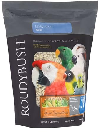 RoudyBush Low Fat Bird Food, Medium Pellets, 10 lb