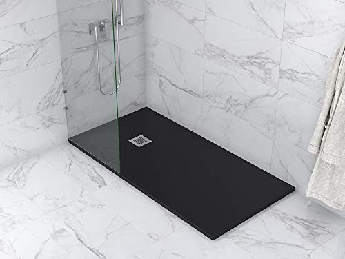 MASAL TECH DESING - Plato de ducha, textura PIZARRA NEGRO 70x100 cm, antideslizante y de fácil colocación.
