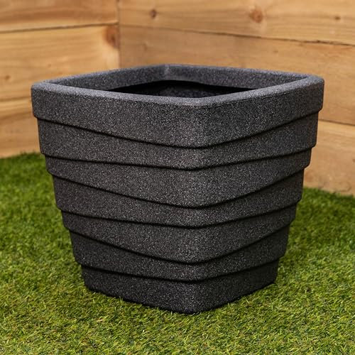 Samuel ALEXANDER 31cm Small Square Dark Grey Garden Patio Trojan Plant pot