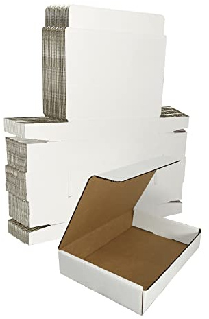 Amazon Basics Mailer Shipping Boxes - 9x6.5x2 inch, White, 50 Pack, Small Corrugated Cardboard Box