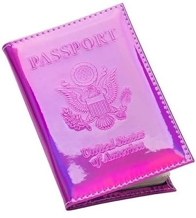 Pretty Little Passports Chrome Passport Cover Vaccine Card Holder Combo, Passport Holder with Vaccine Card Slot (Pink)