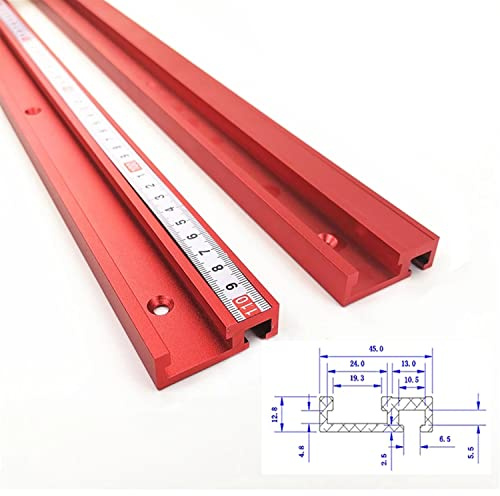 Rail d'onglet à rainure en T, 45 type - Rail de guidage en T en aluminium - Pour le travail du bois, scie circulaire de table - Mini rail en T pour fixation de clôture (1000 mm)